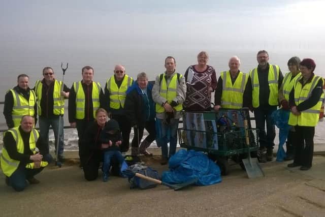 Volunteers who cleaned the beach in Skegness. ANL-180326-145555001