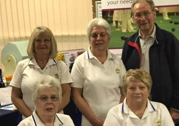 Jayne Taplin, Mary Johnson, club president George Wells, Olive Wells and Judith Moody.