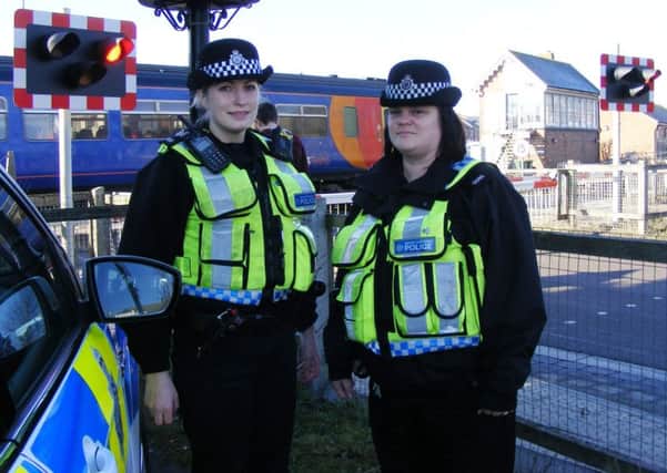 British Transport Police Sgt Charlotte Jarvis and Pc Helen Green say children are risking their lives and breaking the law by traspassing on the rail tracks. EMN-180327-123633001