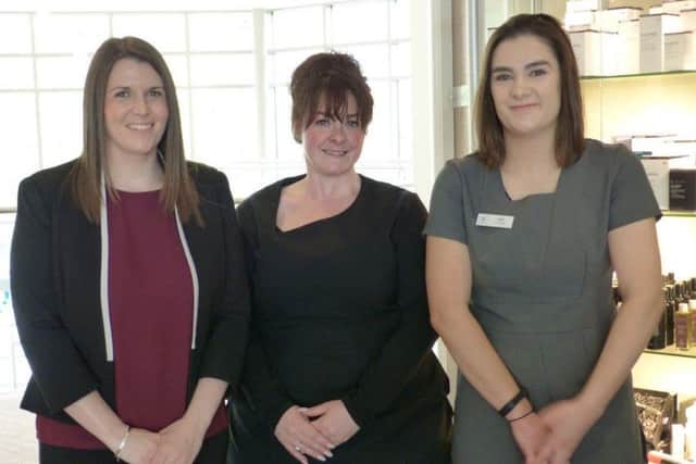 Katie Rowles, right, with Spa General Manager Gemma Leafe, left, and Spa manager Lyndsey Willis
