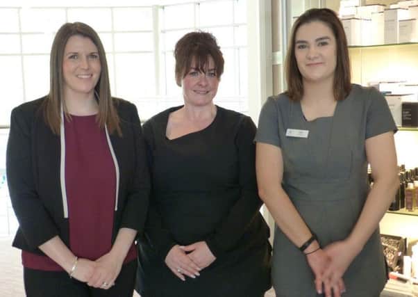 Katie Rowles, right, with Spa General Manager Gemma Leafe, left, and Spa manager Lyndsey Willis
