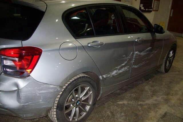Bernadette Barber's battered BMW. EMN-180304-102959001