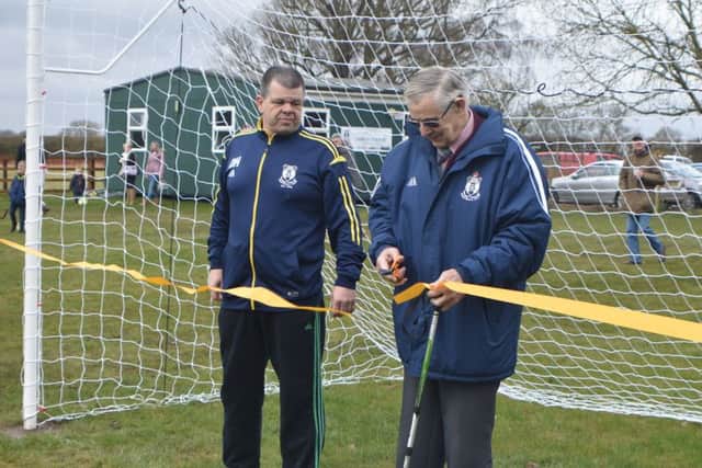 Officially open! Club stalwart Fred Hunt cuts the ribbon. Photo: Darren Trapps - Endeavour FM Sport.