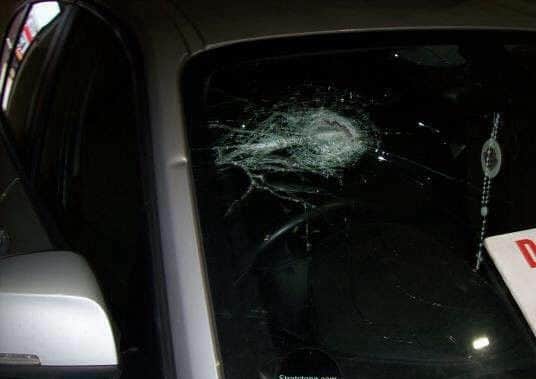 The windscreen of Bernadette Barber's BMW was damaged too. EMN-180304-103108001