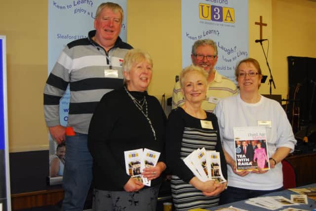 Some of the members of the Sleaford U3A at the recent Senior Citizens Fair. EMN-180304-132712001