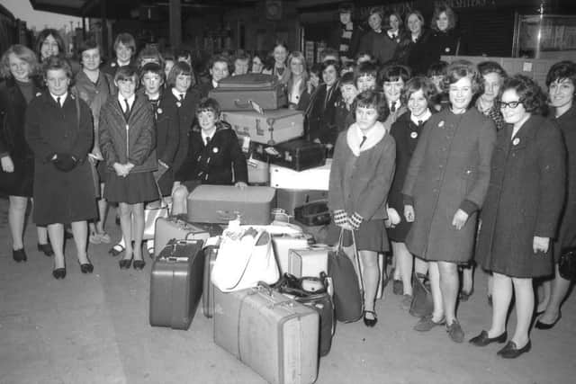 Kitwood Girls School pupils await a train at Boston station in April 1968 to begin their eight-day holiday in Paris.