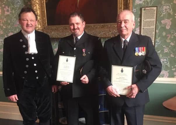 From left to right, High Sheriff  Andrew Clark, PCSO Nigel Wass, and Alan Maskell. Photo: Supplied.