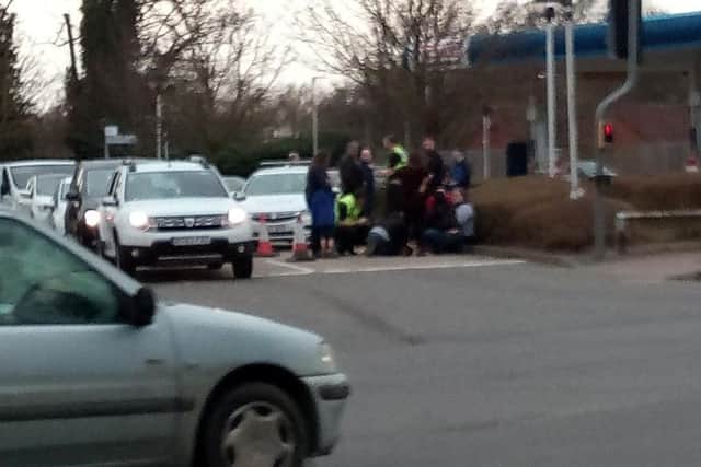 The scene at Tesco's car park this evening (Saturday) after a suspected shoplifting incident went wrong.