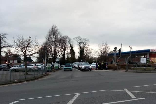 The scene at Tesco in Sleaford this evening.