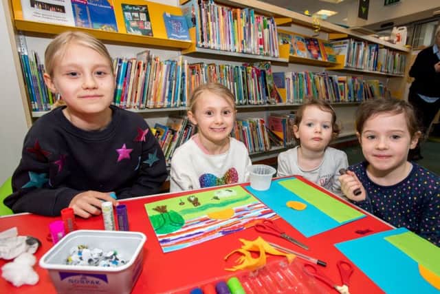 At the library doing Easter crafts. From left - Josephine Carr, 10, Anna Carr, 8, Niamh Dowd, 4 and Roisin Dowd, 6. EMN-180904-100643001