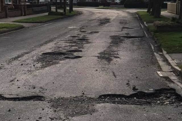Potholes in Kennedy Avenue, that started a protest by Mayor of Skegness, Coun Danny Brookes. ANL-181004-092928001