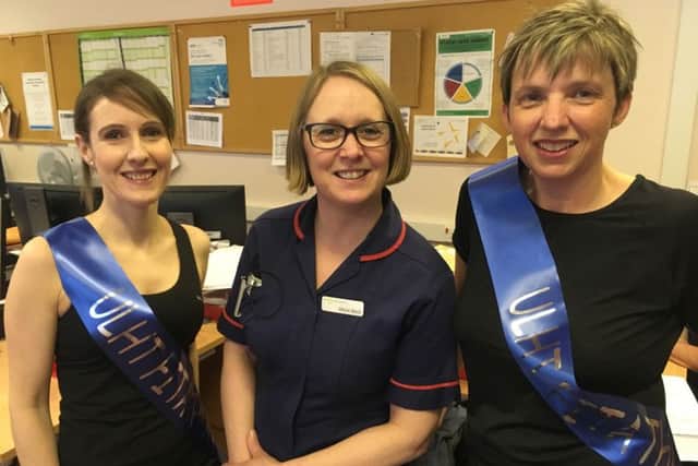 Sam Daniels, far right, pictured with her colleagues at Lincoln Hospital, who will take part in the fitathon. Image supplied