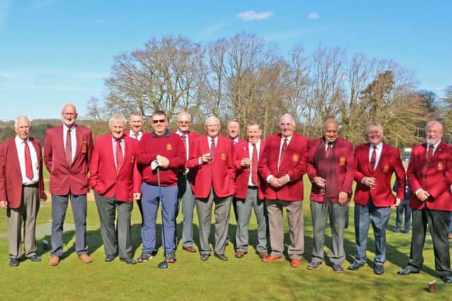The 2018 club captain Ian Addlesee is welcomed by past club captains. EMN-181204-153626002