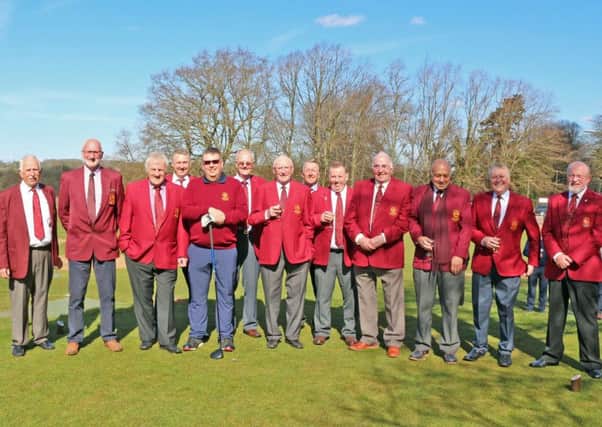 The 2018 club captain Ian Addlesee is welcomed by past club captains. EMN-181204-153626002
