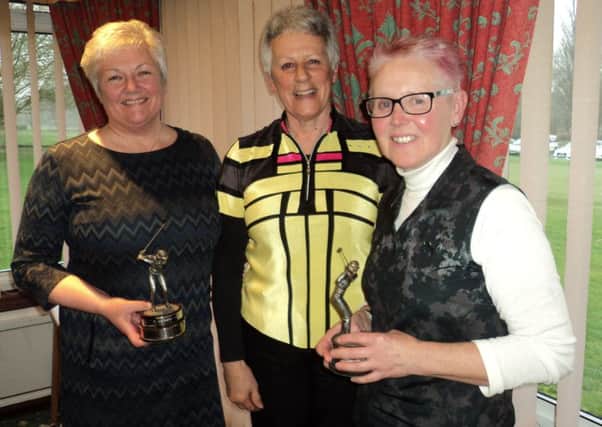 Gemini Trophy winners Lynn Patrick and Pam Ross with Ladies Captain Jenny Holborn.