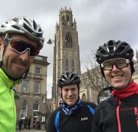 And now climb to the top of Boston Stump - Skegness Tri Club members pose for selfie. ANL-180413-171350001