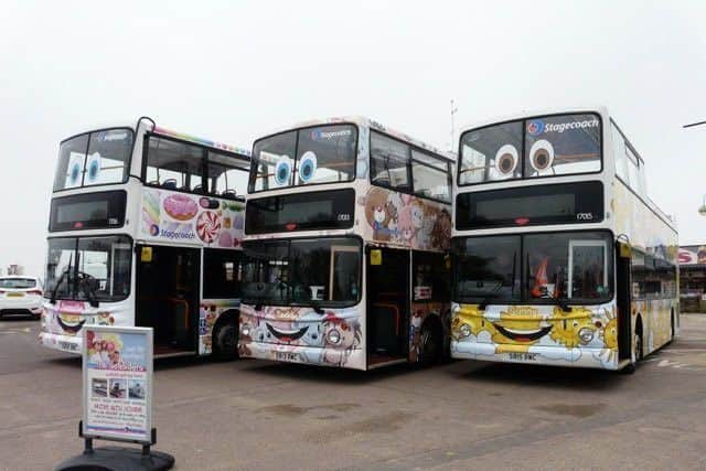The new Seasider buses - Sunny, Teddy and Sweetie. ANL-180414-072322001