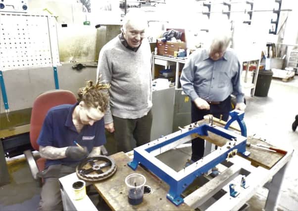 Members of theThimbleby Church Building Team visited Smiths of Derby Thimbleby where the church clock is  in the process of being  completely dismantled, cleaned and repainted-  using much the same skills as 250 years ago. EMN-180423-143210001