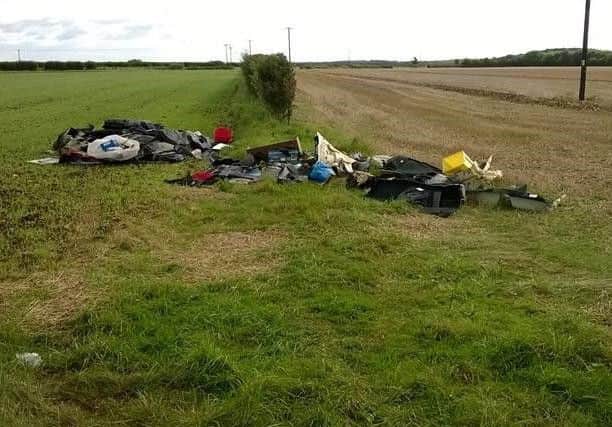 The fly-tipped waste at Leadenham.