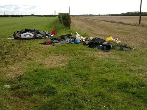 The fly-tipped waste at Leadenham.