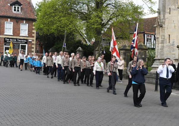 Sleaford St George's Day Scout Parade to St Denys Church last year. EMN-180419-172310001