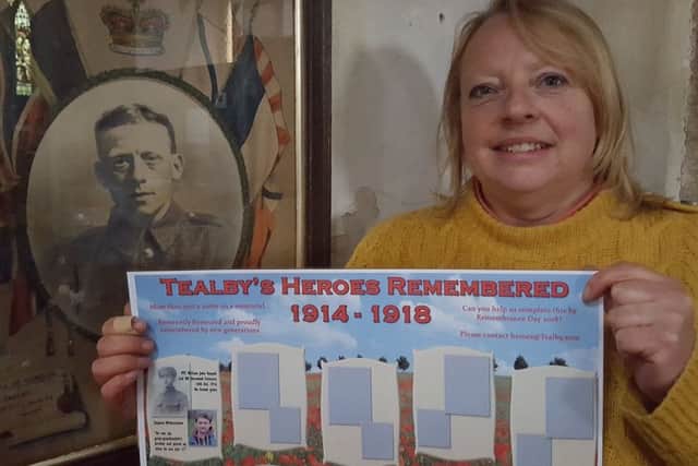 Michelle Baker, Tealby Church Warden with gaps to fill in the display. EMN-180429-223341001