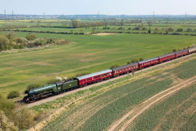 A photograph of the Flying Scotsman captured near Gainsborough