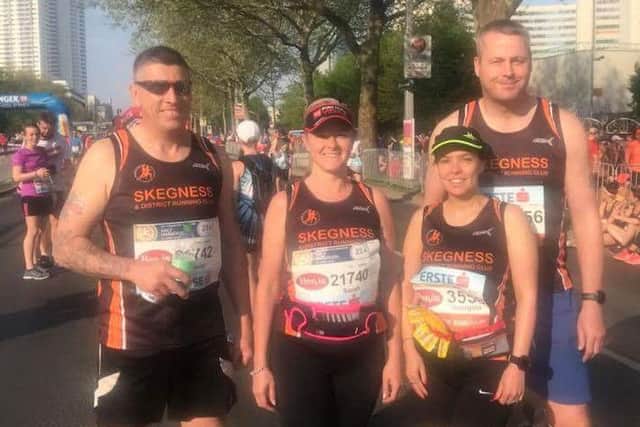 Dave Sydenham, Sarah Millburn, Georgina Bache and Lee Bache at the Vienna Marathon. ZgV1SVe7mxSzTDEC68Rv