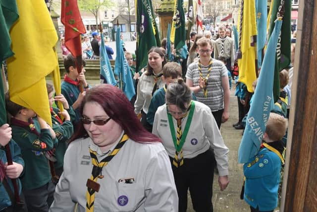 Scouts St George's Day parade on Sleaford Market Place. EMN-180423-100215001