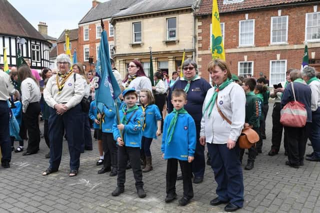 Scouts St George's Day parade on Sleaford Market Place. EMN-180423-095745001