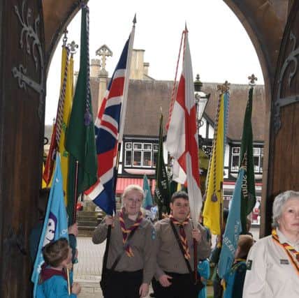 Scouts St George's Day parade on Sleaford Market Place. EMN-180423-100301001