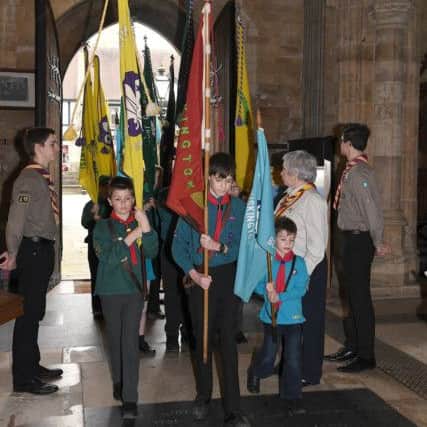 Scouts St George's Day parade on Sleaford Market Place. EMN-180423-100317001