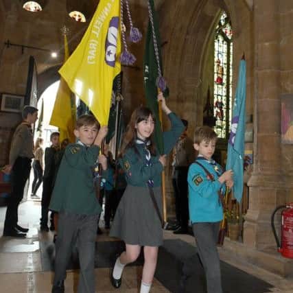 Scouts St George's Day parade on Sleaford Market Place. EMN-180423-100334001