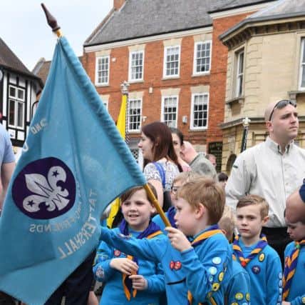 Scouts St George's Day parade on Sleaford Market Place. EMN-180423-095759001