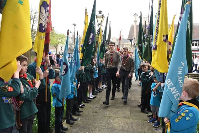 Scouts St George's Day parade on Sleaford Market Place. EMN-180423-100130001