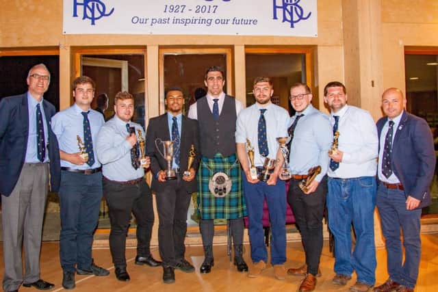 Former Scotland skipper Kelly Brown was the guest speaker at Boston Rugby Clubs presentation night on Saturday. Pictured, from left, are president John Fletcher, George Sharp (collecting Tom Godfreys 2nd XV Player of the Year award), Diogo Felicio (Most Improved Player), Kyle Turley (Young Player of the Year), Kelly Brown, Michael Baldwin (Player of the Year), Luke Fowler (Players Player of the Year, MVP), Dean Harmston (Most Improved, Second XV), coach Ashley Coates. Photo: David Dales.