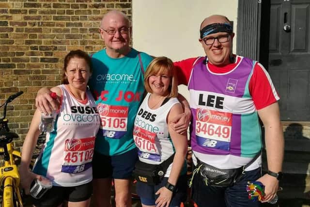 Debbie Chessum and Dr Jonathan Parry, pictured centre, along with fellow runners Susie Gosby and Lee Wilcox. Image supplied.