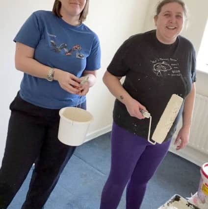Blaze Youth Group parents Trina Morris and Sara Winter get ready to roll