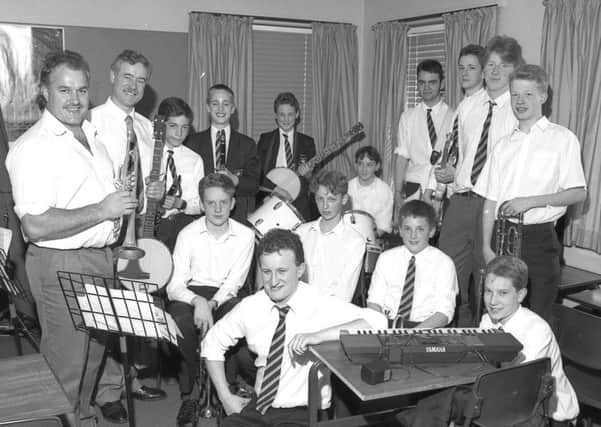 Boston Grammar School's Jazz Band in 1993 during a jazz workshop led by Ian Darrington (far left). The session was part of a prize won by the band in The Daily Telegraph Young Jazz 93 competition.