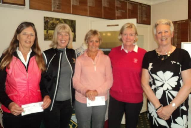 Spring Waltz winners - Sue Borthwick (Market Rasen GC), Olga Ebsworth (Belton Park), Heather Nolan and Glynis Winrow (both Bedford and County) EMN-180427-180058002