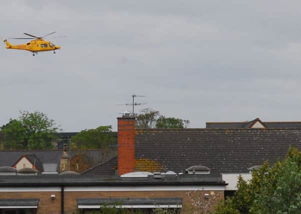 The Lincs and Notts Air Ambulance taking off from St George's Academy field just minutes ago this morning. EMN-180430-113730001