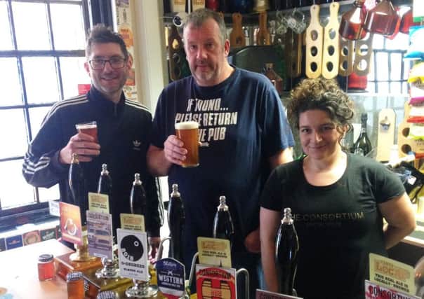 Tony Howkins (centre) at The Consortium has developed a special beer for the Zero Degrees Festival.