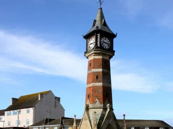 A man was captured on video  swimming around the Clock Tower in Skegness.