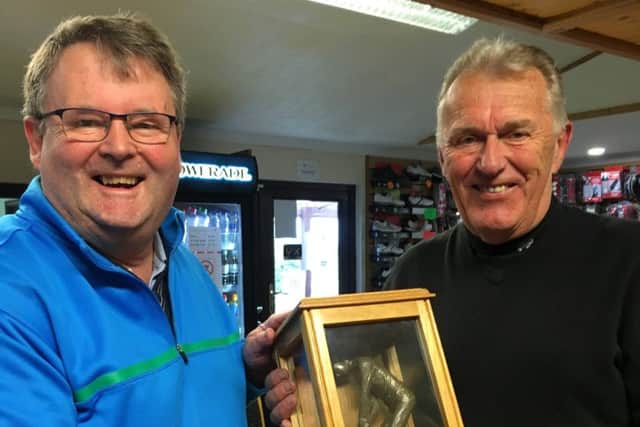 George Bell jnr with winner Clive Johns.