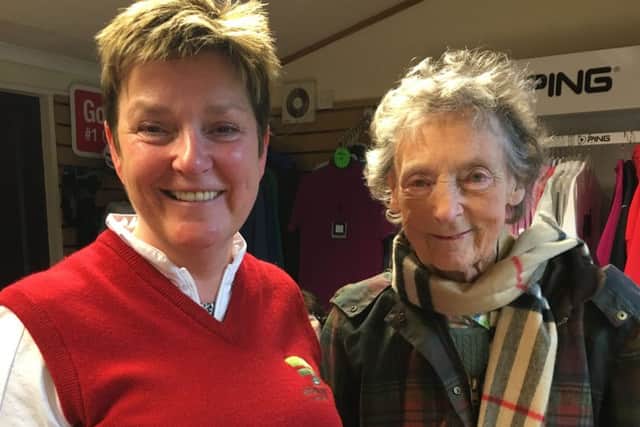 Rosemary Bell with winner Trish Sharpe.