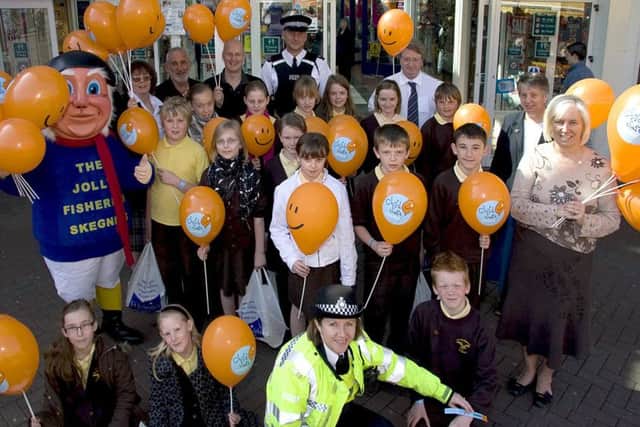 The Jolly Fisherman and Richmond Primary School pupils at the Hildreds shopping centre 10 years ago.