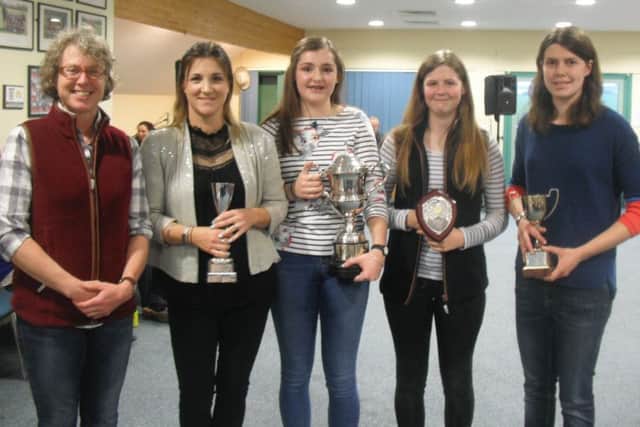 Louth Ladies award winners, from left, captain Cath Hill, Laura Shoubridge, Georgia Laverack, Izzy Needham, Sophie Trotter EMN-180305-123322002