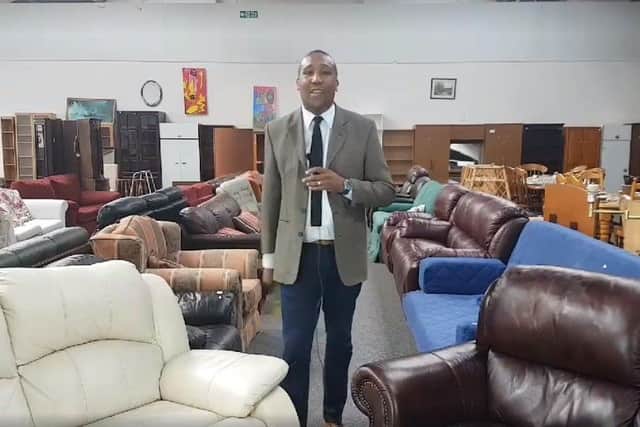 Trustee Romell Yearwood presenting the Sleaford and District Furniture Recycling Project's competition video. EMN-180705-120659001