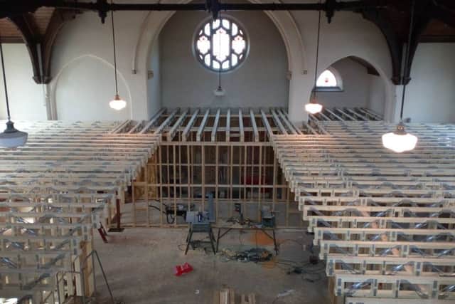 Work has started on converting the inside of the building into individual rooms - including a home cinema