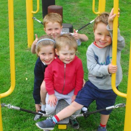 Trying out the new equipment at Metheringham play park. Freddie and Ava Foster, Elliott and Bradley Buckberry, from Metheringham. EMN-180515-094942001